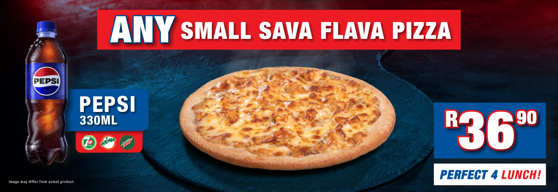 Get A Small SAVA FLAVA Pizza & A 330ml Pepsi For Only R36.90!